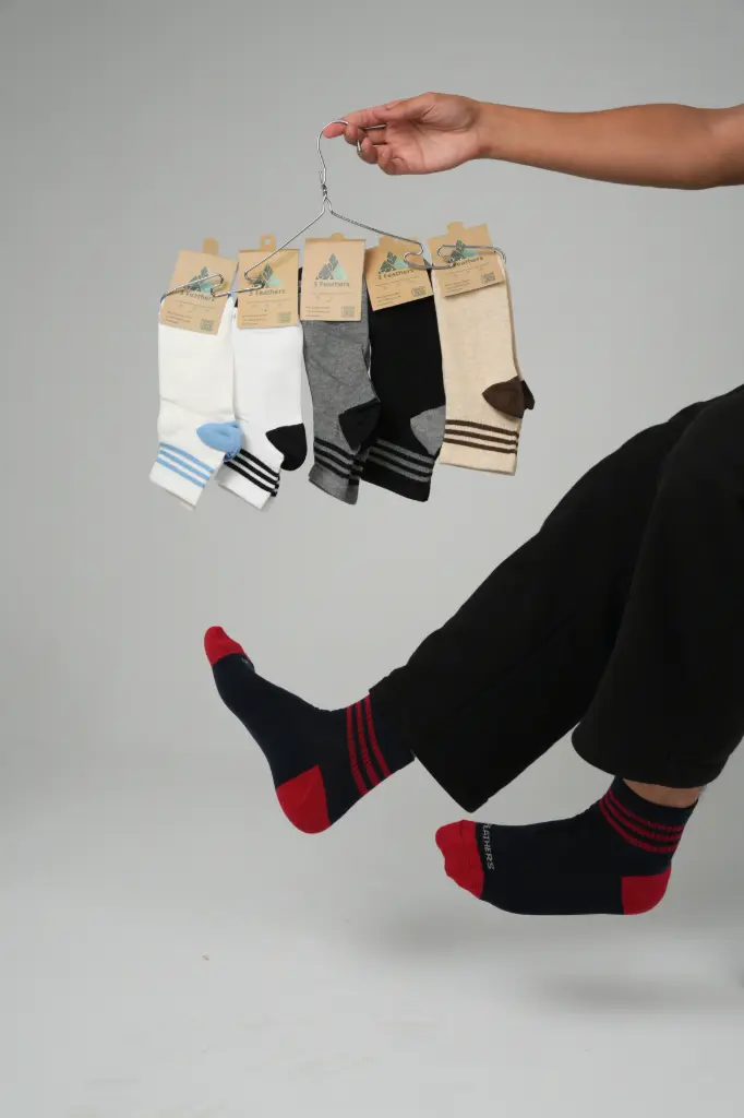 3Feathers Cotton High Ankle Sportive Socks Free Size Fits 40-45 for Men
