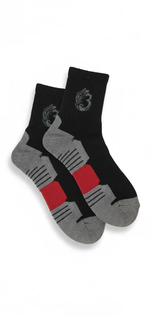 Men’s Sports High Ankle Socks – Half Terry Cushion - Black