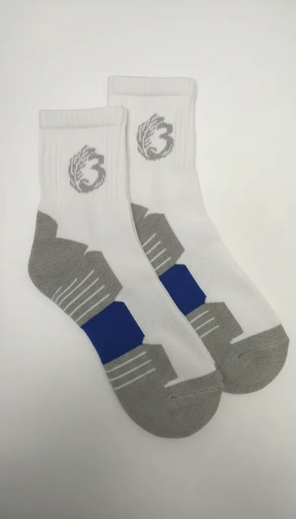 Men’s Sports High Ankle Socks – Half Terry Cushion - White