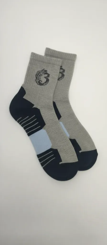 Men’s Sports High Ankle Socks – Half Terry Cushion - Gray