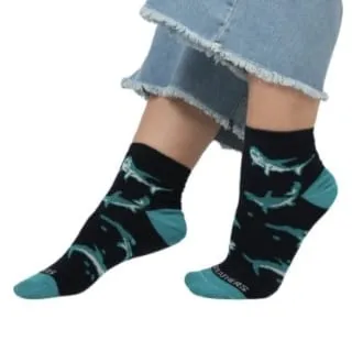 [3FES4-3] 3 Feathers Ocean Design Cotton High Ankle Socks Free Size Fits 38-44 for Unisex - Navy