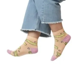 [3FES3-3] 3 Feathers Buttery Design Cotton High Ankle Socks Free Size Fits 36-41 for Women - Simone