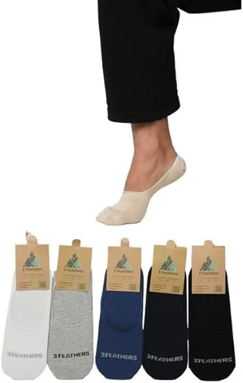 [3FES10] 3Feathers Invisible Antislip Cotton Socks Free Size Fits 40-45 for Men